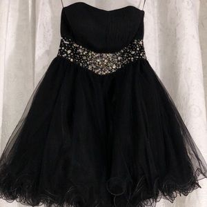 Strapless black corset dress